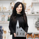 Evergreen Statuary,13"H Metal Church Statuary,8.46x3.35x13.98 Inches