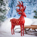 Evergreen Statuary,25"H Metal Red Reindeer Statue,4.3x14.9x24.8 Inches