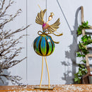 Evergreen Statuary,32"H Metal Spiral Angel Statue, Blue & Yellow,11.75x4.75x32.25 Inches