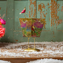 Evergreen Statuary,20"H Metal Patterned Christmas Present with Bird Statue,13.75x5.5x20.5 Inches