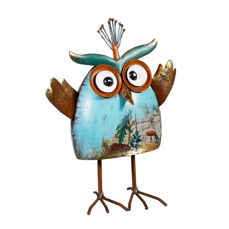 Garden of Wonder Garden Statue, Metal Mini Owls Statue, 8"H