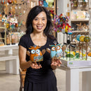 Garden of Wonder Garden Statue, Metal Mini Owls Statue, 8"H