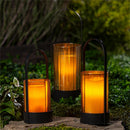 Amber Glass & Metal Lantern, Set