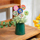 Vibrant Hand-Painted Floral Plant Pick with Bucket Display Program