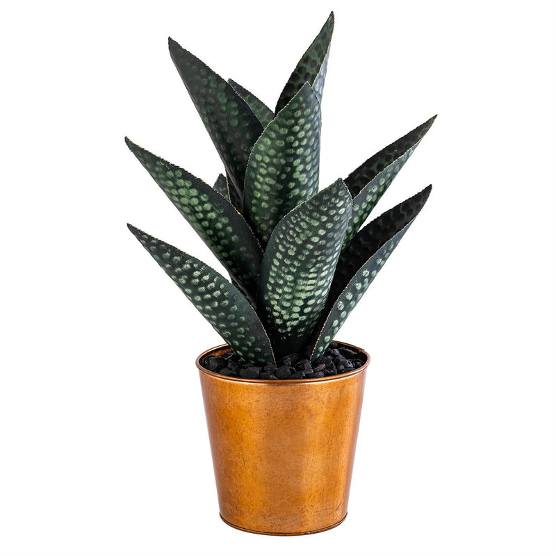 Metal Aloe Plant with Copper Pot, 17"H