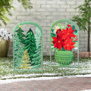 Holiday Poinsettia Garden Stake, Metal Garden Stake, Poinsettia Greenery, 29"H, Asst of 2