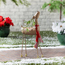 Heartfelt Cheer Garden Statue, Metal Statue, Red Scarf Deer, 22"H