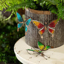 Pollinator Garden Plant Support & Accessories, Metal & Beaded Glass Butterfly Pot Hugger, Set of 24