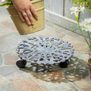 Metal Plant Caddy, Gray Floral