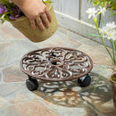 Metal Plant Caddy, Brown Floral