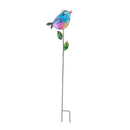 Colorful Metal and Glass Bird Garden Stakes, Blue