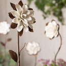 41"H Metal Garden Stake, Antiqued Porcelain Flower