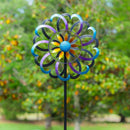 Metal Wind Spinner, Blue & Purple Floral, 75"H