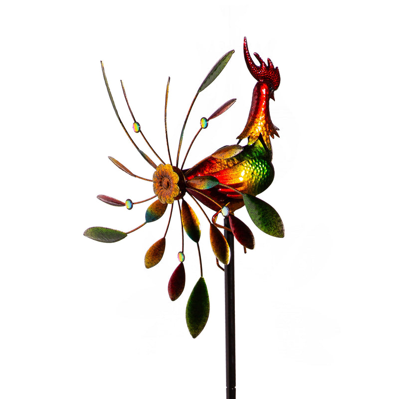 Petal & Plow Wind Spinner, Metal Spinning Rooster, 63"H