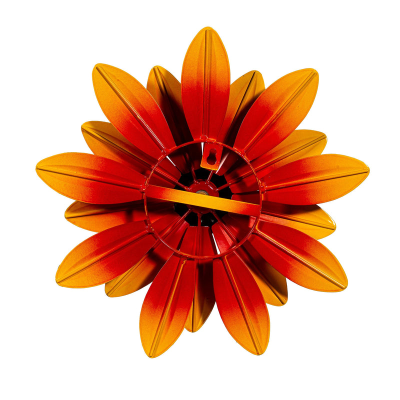 Petal & Plow Wind Spinner, Metal Red Sunflower Wall Spinner, 13"