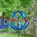 Metal Wind Spinner, Cool Spiral With Copper Flowers, 85"H