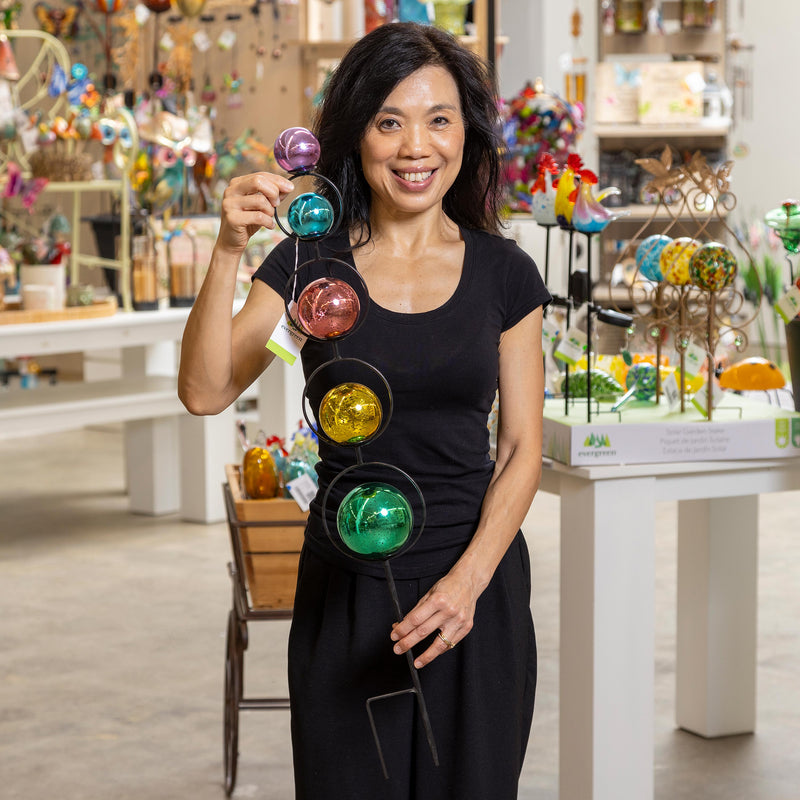 Palm Beach Garden Stake, Shatter Proof Rainbow Orb, 30"