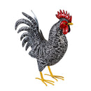 Petal & Plow Garden Statue, Metal Rooster With Dark Feathers, 14"H