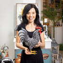 Petal & Plow Garden Statue, Metal Rooster With Dark Feathers, 14"H