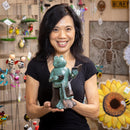 Reading Frog Statue, 10" H