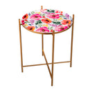 Pastels of Nature Printed Pink Metal Side table