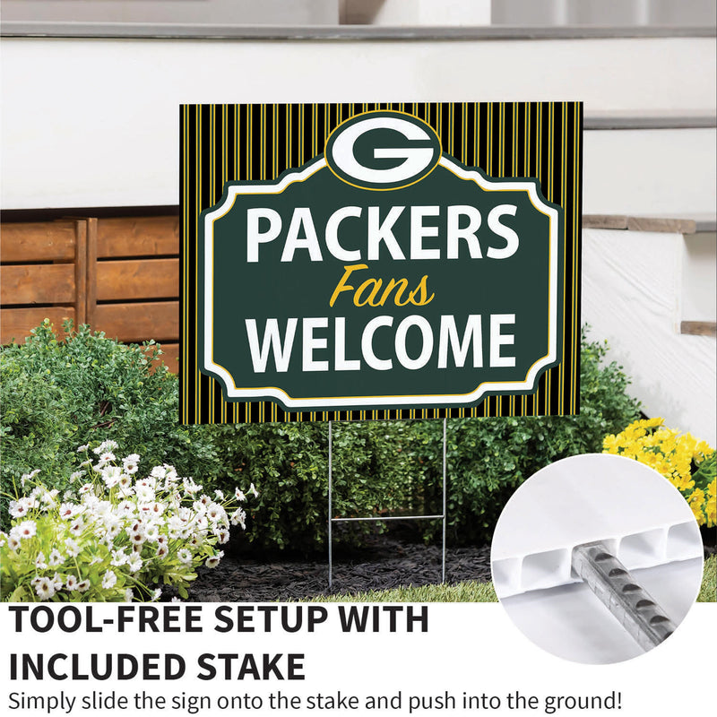 Green Bay Packers Yard Sign, "Fans Welcome"