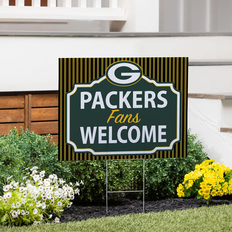Green Bay Packers Yard Sign, "Fans Welcome"