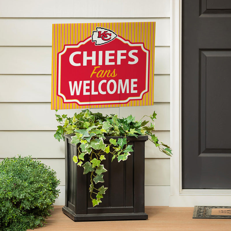 Kansas City Chiefs Yard Sign, "Fans Welcome"