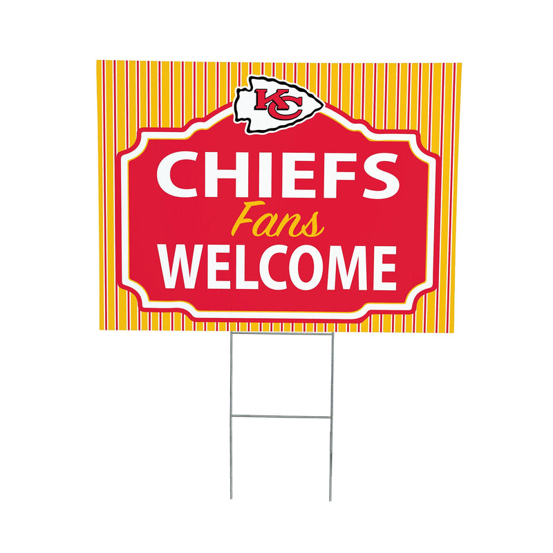 Kansas City Chiefs Yard Sign, "Fans Welcome"