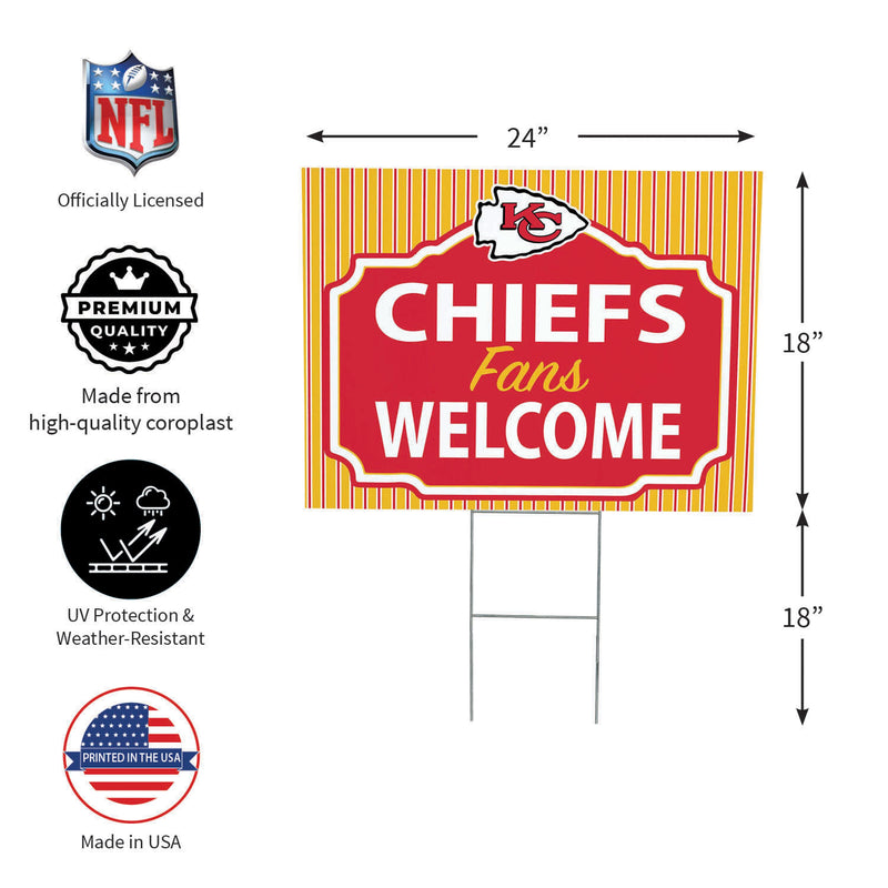 Kansas City Chiefs Yard Sign, "Fans Welcome"