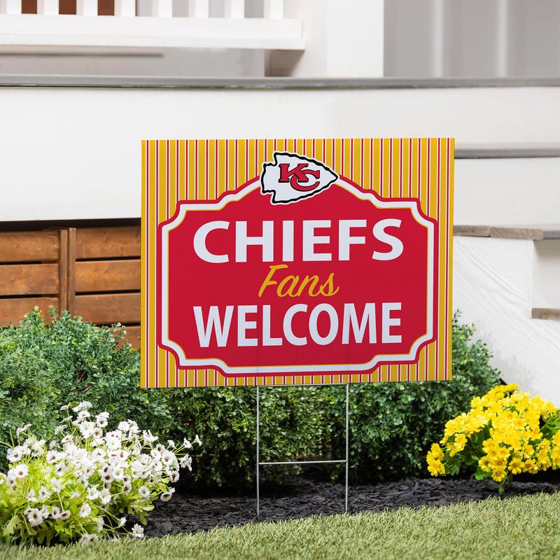 Kansas City Chiefs Yard Sign, "Fans Welcome"