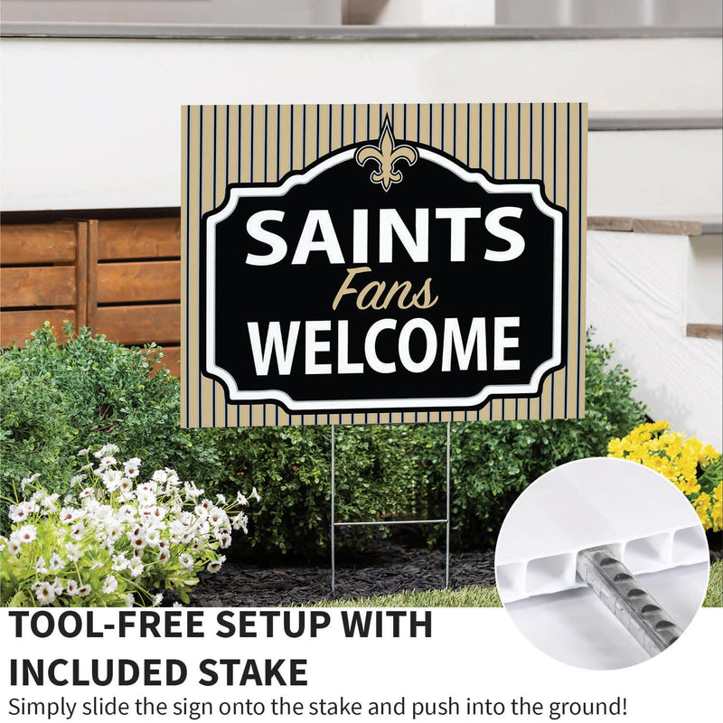 New Orleans Saints Yard Sign, "Fans Welcome"