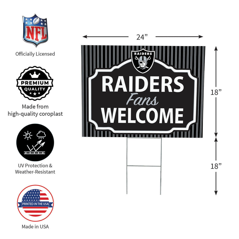 Las Vegas Raiders Yard Sign, "Fans Welcome"