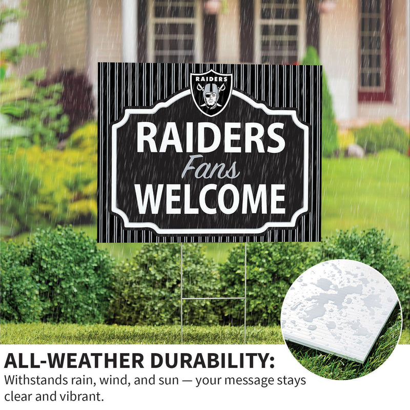 Las Vegas Raiders Yard Sign, "Fans Welcome"