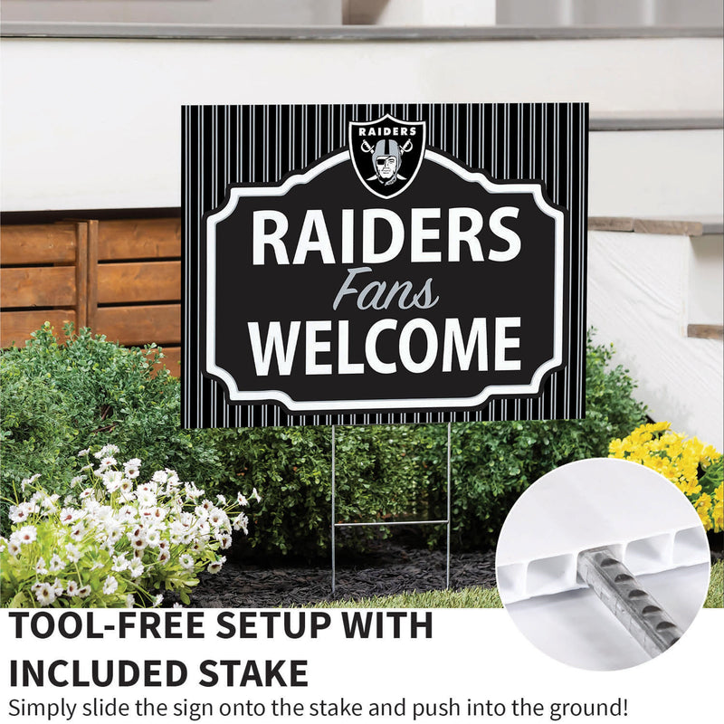 Las Vegas Raiders Yard Sign, "Fans Welcome"
