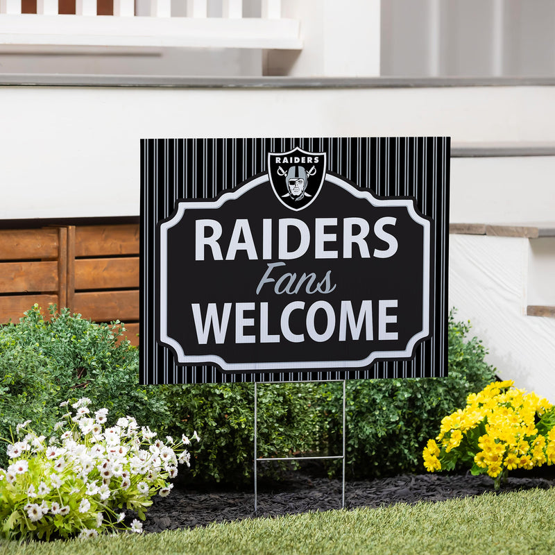 Las Vegas Raiders Yard Sign, "Fans Welcome"