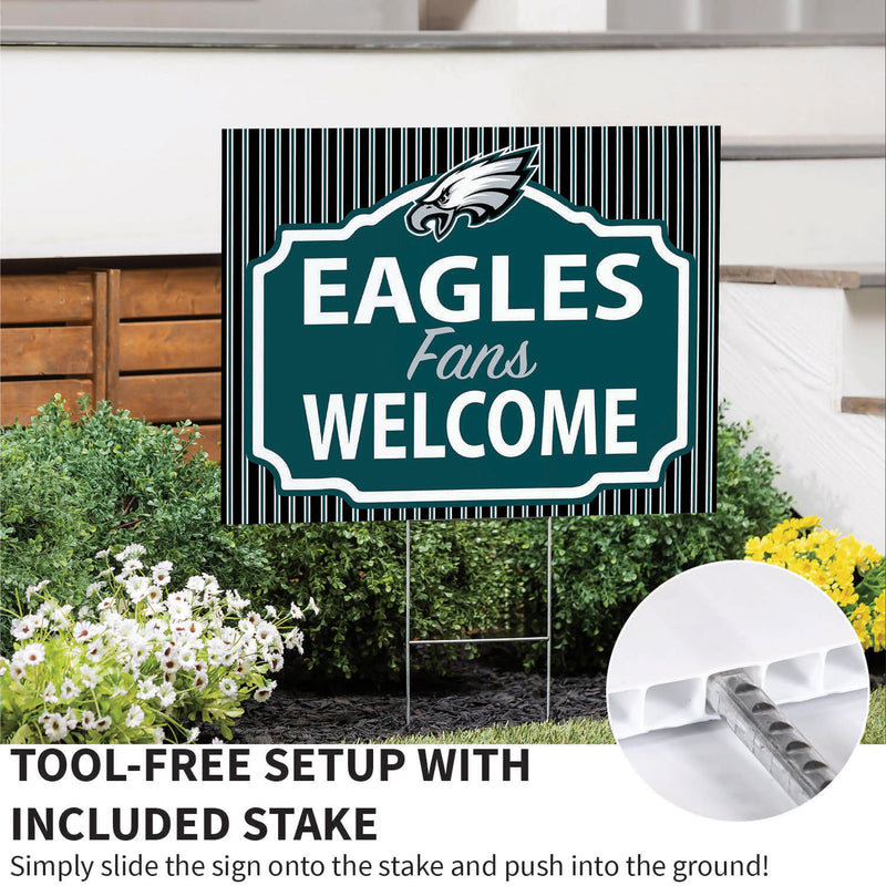 Philadelphia Eagles Yard Sign, "Fans Welcome"