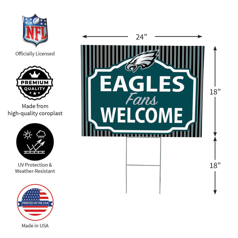 Philadelphia Eagles Yard Sign, "Fans Welcome"