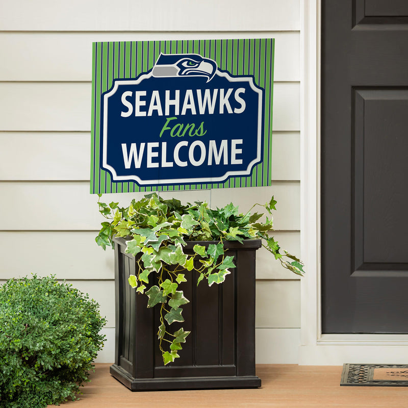 Seattle Seahawks Yard Sign, "Fans Welcome"