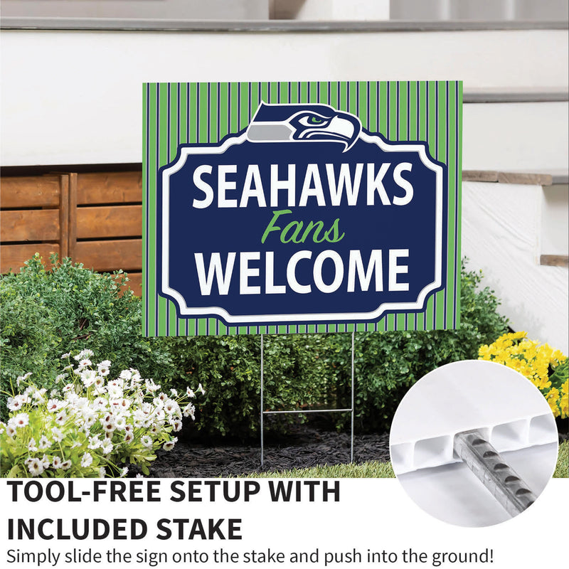 Seattle Seahawks Yard Sign, "Fans Welcome"