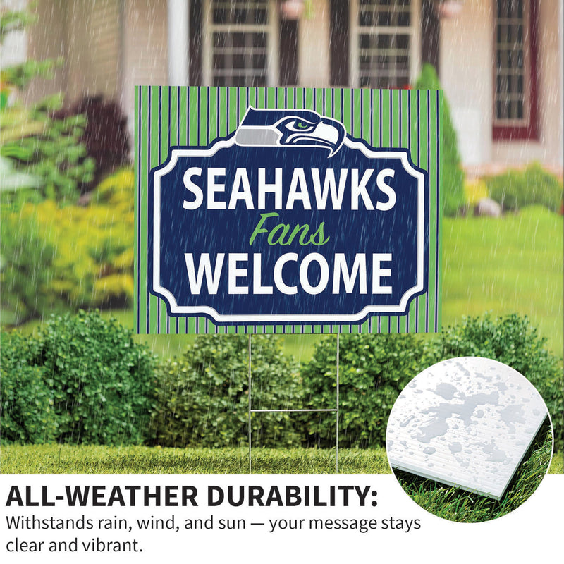 Seattle Seahawks Yard Sign, "Fans Welcome"