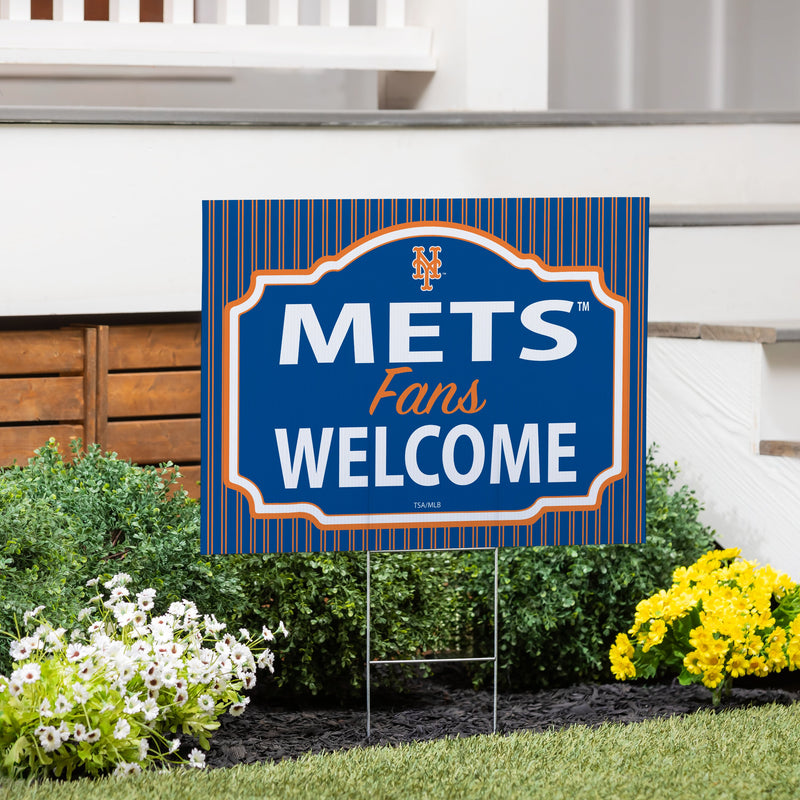 New York Mets Yard Sign, "Fans Welcome"