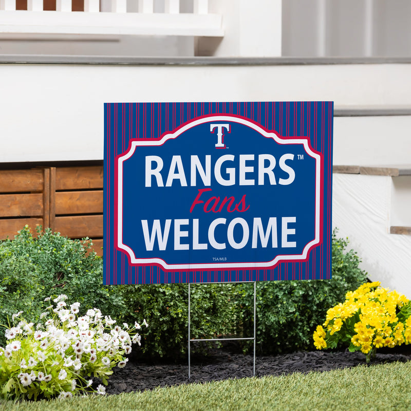 Texas Rangers Yard Sign, "Fans Welcome"