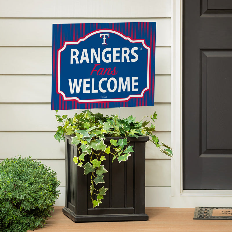 Texas Rangers Yard Sign, "Fans Welcome"