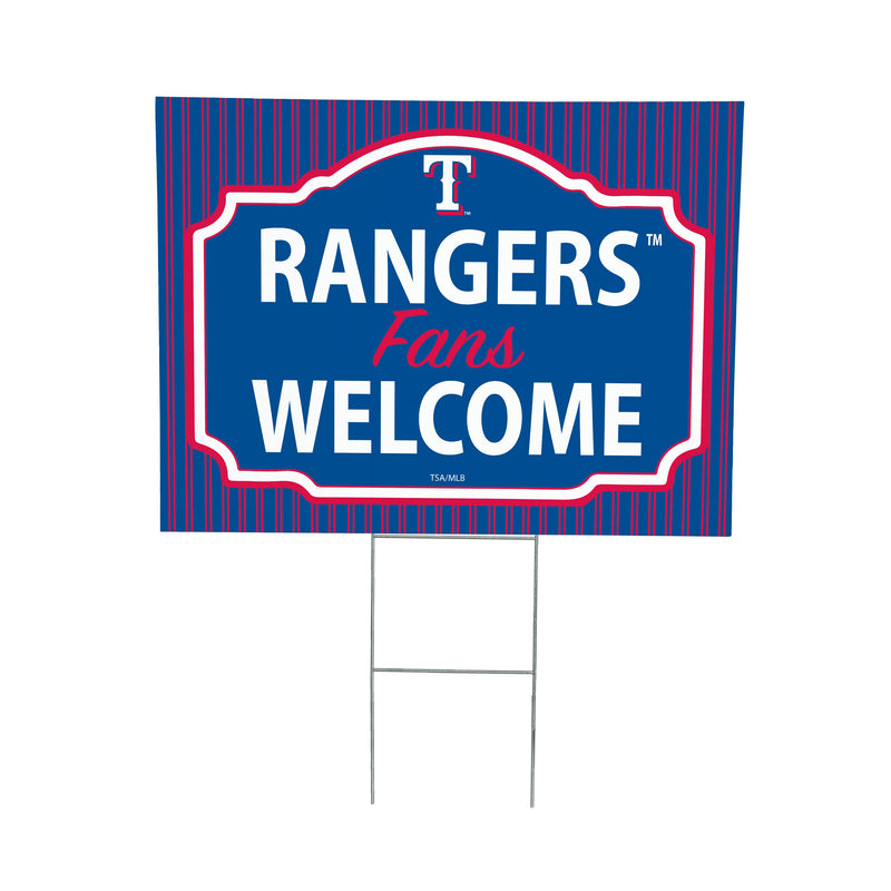 Texas Rangers Yard Sign, "Fans Welcome"