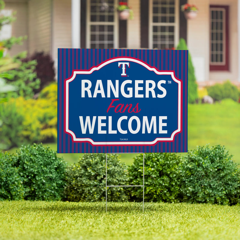 Texas Rangers Yard Sign, "Fans Welcome"