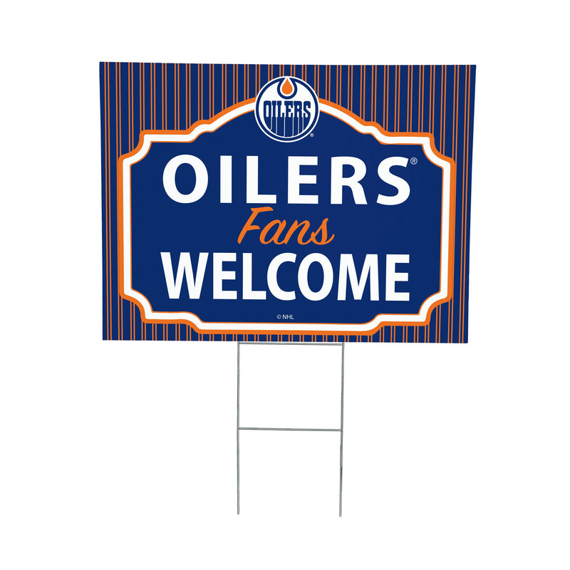 Edmonton Oilers Coroplast Yard Sign, "Fans Welcome"