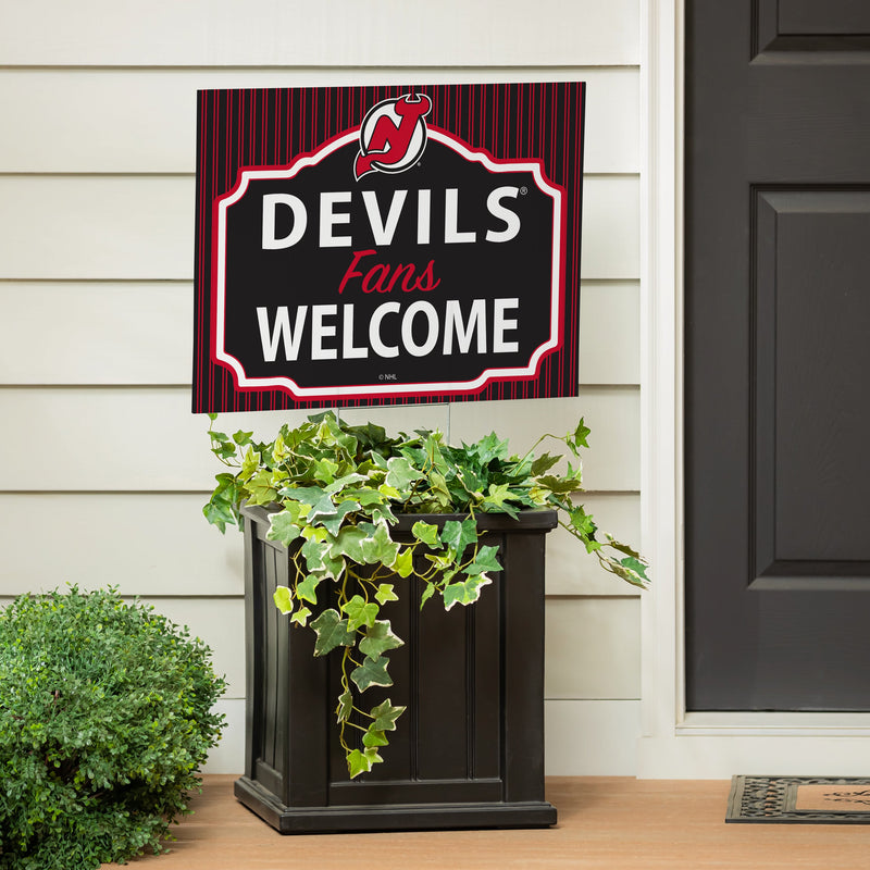 New Jersey Devils Yard Sign, "Fans Welcome"