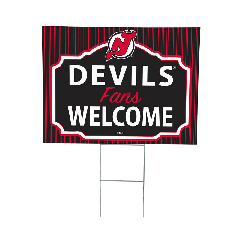 New Jersey Devils Yard Sign, "Fans Welcome"