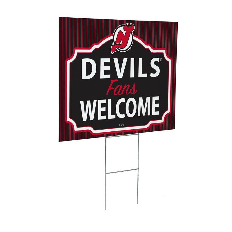 New Jersey Devils Yard Sign, "Fans Welcome"